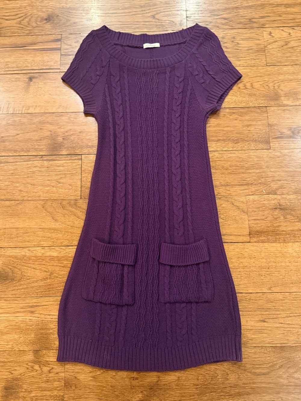 Whisper Dark Purple Cable Knit Pocket Dress